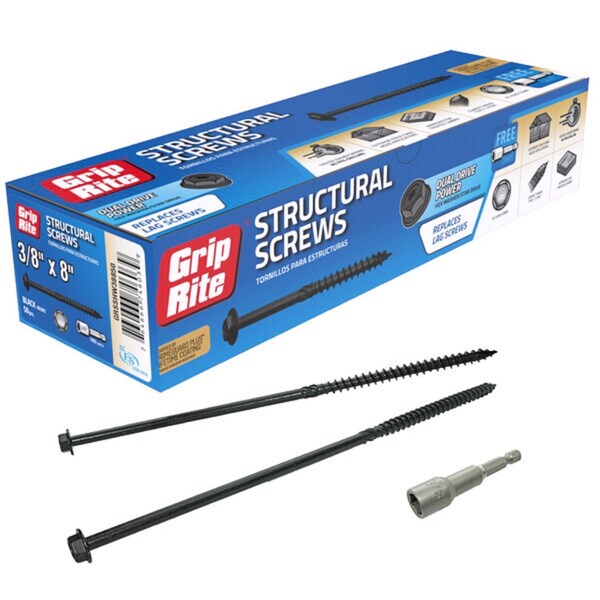 Lag Screw, 3/8 in, 8 in, Hex Washer Head Torx Drive, 50 PK